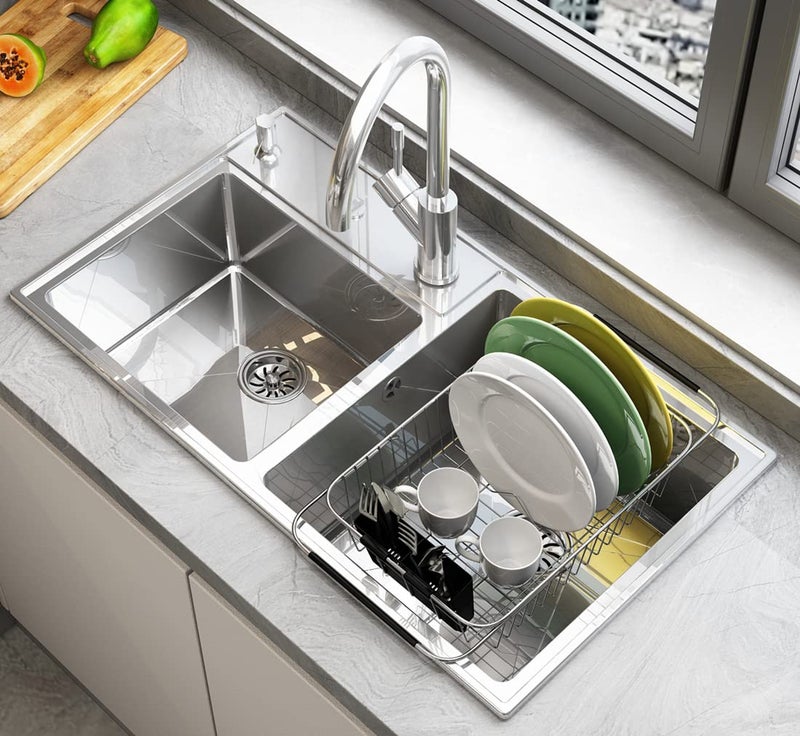 TESOT Adjustable Over Sink Dish Rack Stainless Steel Dish Drying Rack On Counter or in Sink, Rustproof - Image 4